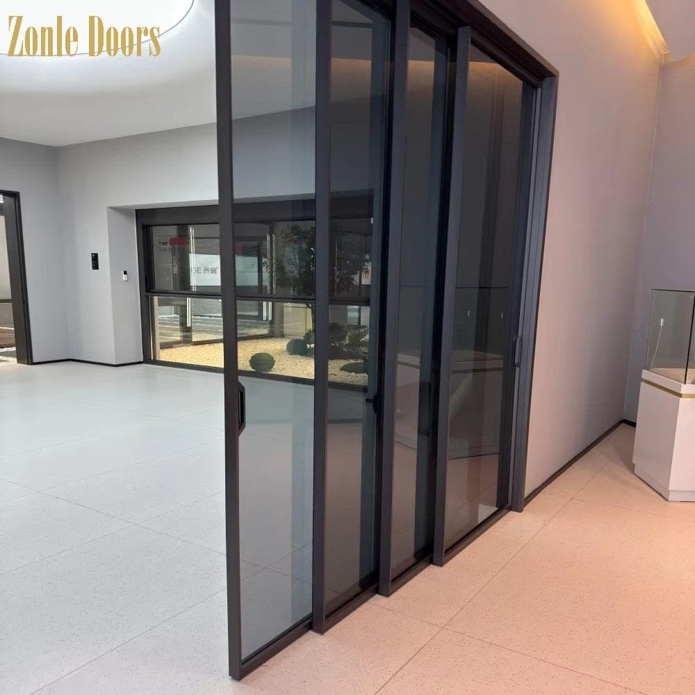 Modern Top Hung No Bottom Track Design Glass Sliding Door for Kitchen Living Room