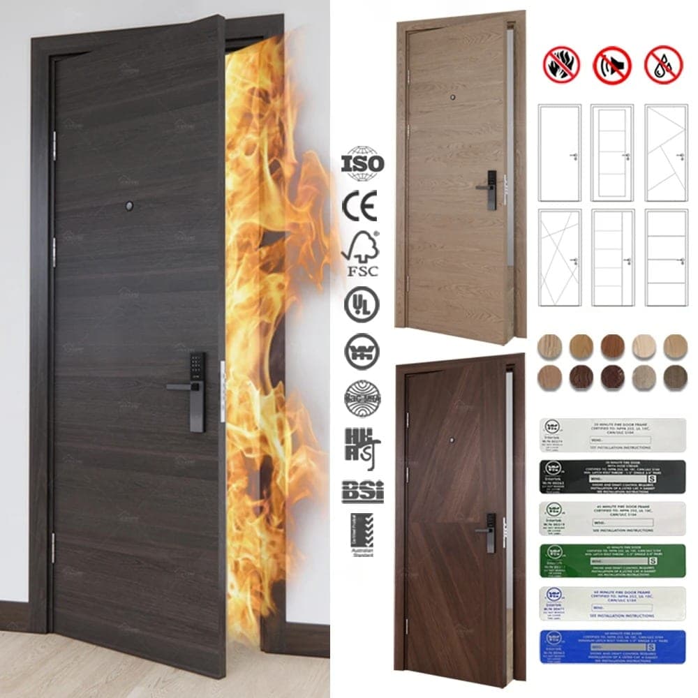China Top Manufacturer Custom Good Quality Hotel Room Door Fire Rated Modern Interior Doors Design Internal Wooden Fire Doors