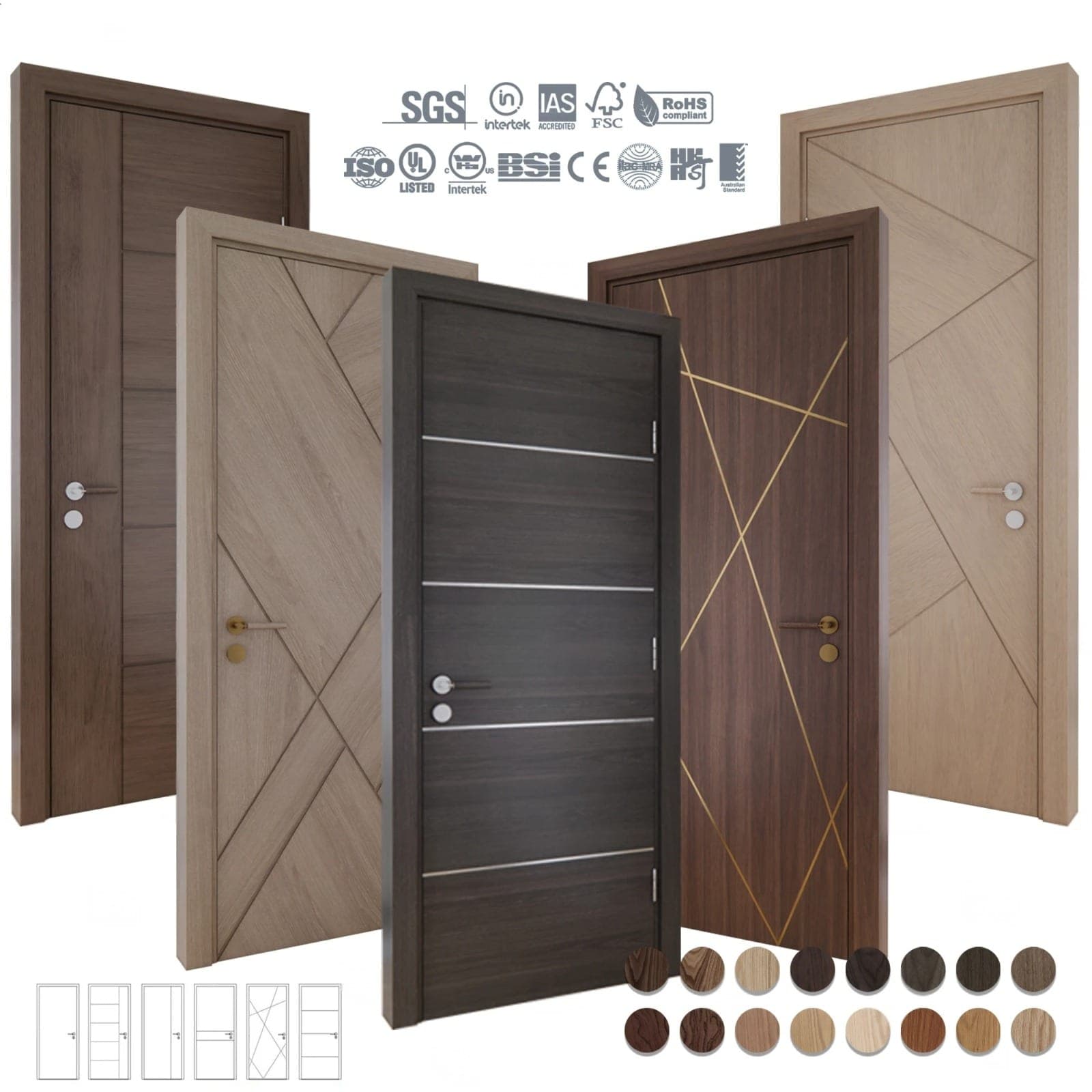 Turkish Internal Apartment Wood Doors Bedroom Modern Door Designs for Houses Wooden Interior Doors